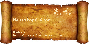Mauszkopf Abony névjegykártya